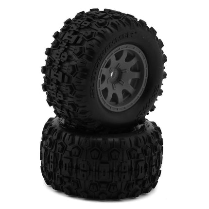 Traxxas Mini Maxx Sledgehammer Rear Pre-Mount Tires Charcoal Grey (2) 10770-GRAY