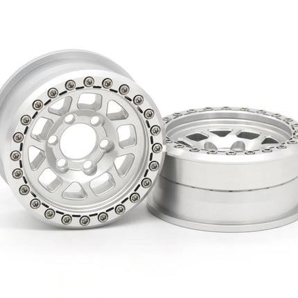 Vanquish Products 2.2" Battle Born Wheels Whiskey CNC Alum Crawl Beadlock Silver