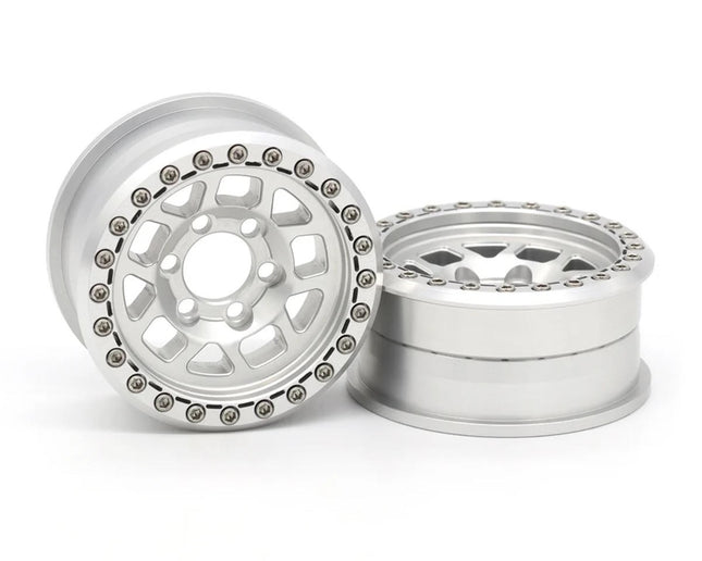 Vanquish Products 2.2" Battle Born Wheels Whiskey CNC Alum Crawl Beadlock Silver
