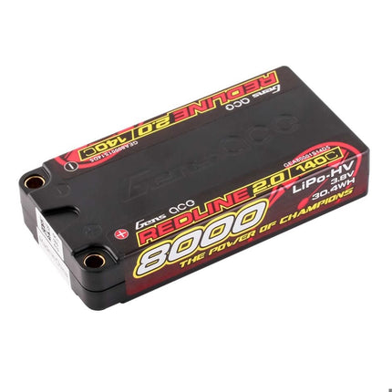 Gens Ace Redline 2.0 1S Shorty LiHV Battery 140C (3.8V/8000mAh) w/5mm Bullets