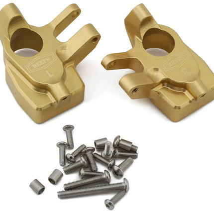 Reefs RC Axial SCX10 Pro Brass Portal Steering Knuckles (Gold) (2) (46g)