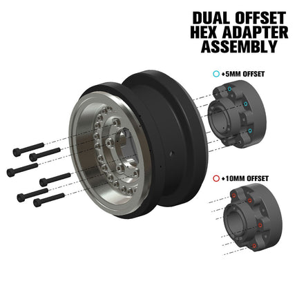 Proline Black Rhino Armory Gunmetal 2.9" Aluminum Dual Offset Wheels Axial SCX6