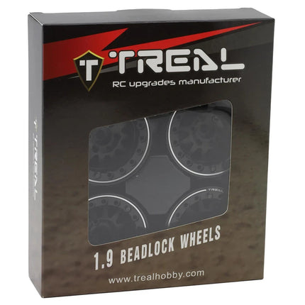 Treal Hobby Type D 1.9" 12-Spoke Beadlock Wheels Black TLHTWHEELS09