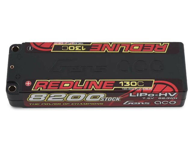 Gens Ace Redline 2s LiPo Battery 130C w/5mm Bullets 7.6V/8200mAh GEA82002S13D5