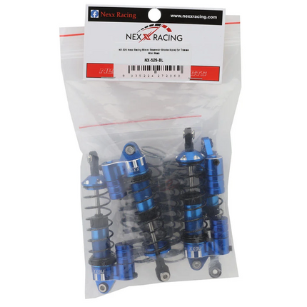 NEXX Racing Aluminum Oil-Filled Reservoir Shocks for Traxxas 4x4 Mini Maxx Blue