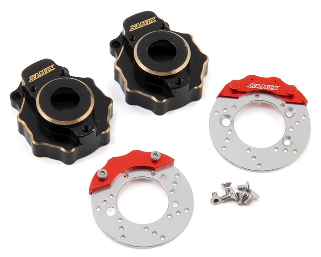 Samix Brass Portal Covers for Traxxas TRX-4 (2) (27.5g) w/Scale Brake Rotors