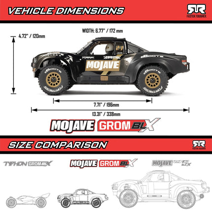 Arrma Mojave GROM 4X4 223S BLX Brushless Small Scale Desert Truck RTR, DSC Black