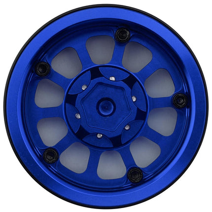 Treal Hobby Type V2 1.9" Beadlock Wheels (Blue/Silver)