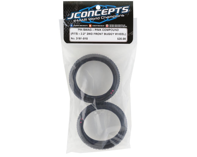JConcepts Pin Swag Slim 2.2" 2WD Front Buggy Carpet Tires (2) (Pink) 3181-010