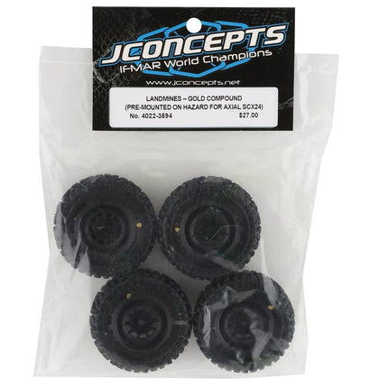 JConcepts Landmines 1.0" Pre-Mounted Tires w/Hazard Wheel Gold Compound