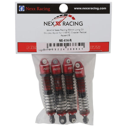 NEXX Racing Redcat Ascent18 Long Travel Aluminum Oil Shocks (Red) (4) (59mm)