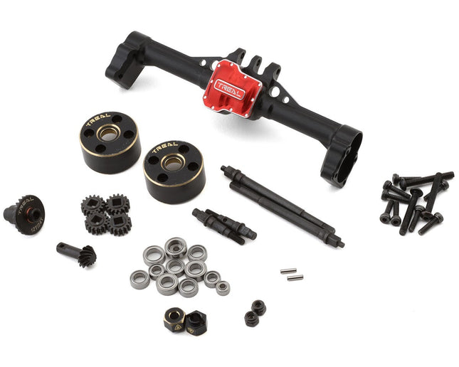 Treal Hobby Alum Complete Rear Portal Axle for Traxxas TRX-4M w/Brass Covers Blk