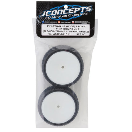 JConcepts Pin Swag LP Wide 2.2" Pre-Mounted 2WD Front Buggy Carpet Tires (Pink) 
