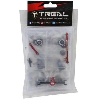 Treal Hobby Axial SCX24 Front Portal Axle Upgrade Kit (Black/Red) TLHTSCX24-186