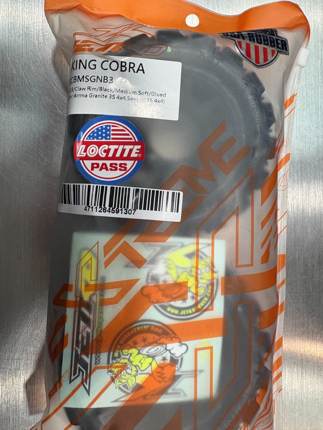 Ex-King Cobra 1/10 Stadium Truck Medium Pre-Mounted Glued Tires Granite/Senton