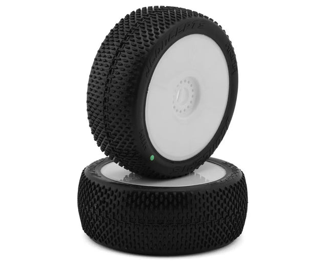JConcepts Arina Pre-Mounted 1/8th Buggy Tires (White) (2) (Green) JCO4114-12