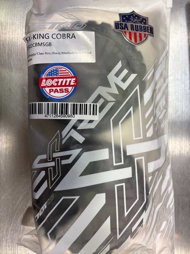 Ex-King Cobra 1/8 Buggy Claw Rim Black Pre-Mounted Medium Belted Tires