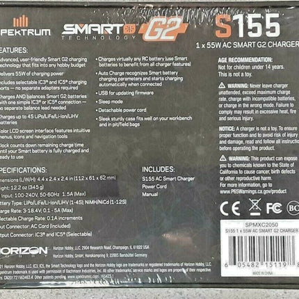 Spektrum S155 G2 1x55W AC Smart Charger SPMXC2050 New!!