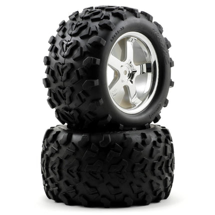 Traxxas TRA4973R T-Maxx Pre-Mounted 3.8" Tire w/Hurricane Wheels (2) (Chrome)