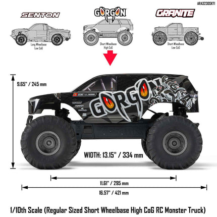 Arrma Gorgon 2WD MT 1/10 Self-Assembly RTA Gunmetal ARA3230SKT1