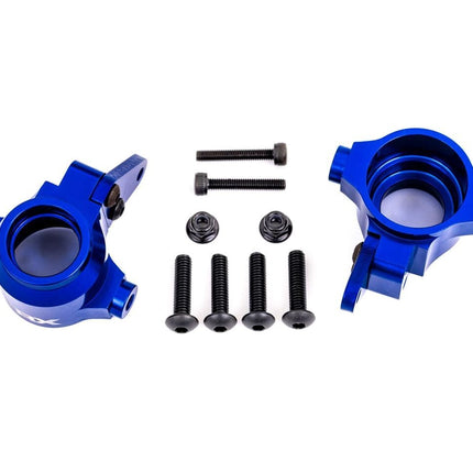 Traxxas Sledge Aluminum Steering Blocks Left & Right Blue TRA9635X