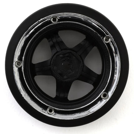 Firebrand RC Element-DSR 1/10 Drift Wheel Kit w/HDPE Tires (Blk/Chrome) (4) 5deg