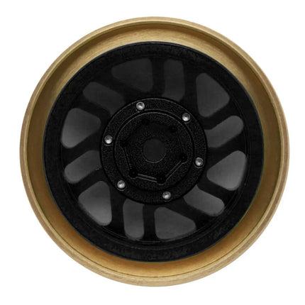 Samix Alum/Brass 1.0" Beadlock Wheel Set TRX4M w/7mm Hex Black 35g Adj. Offset