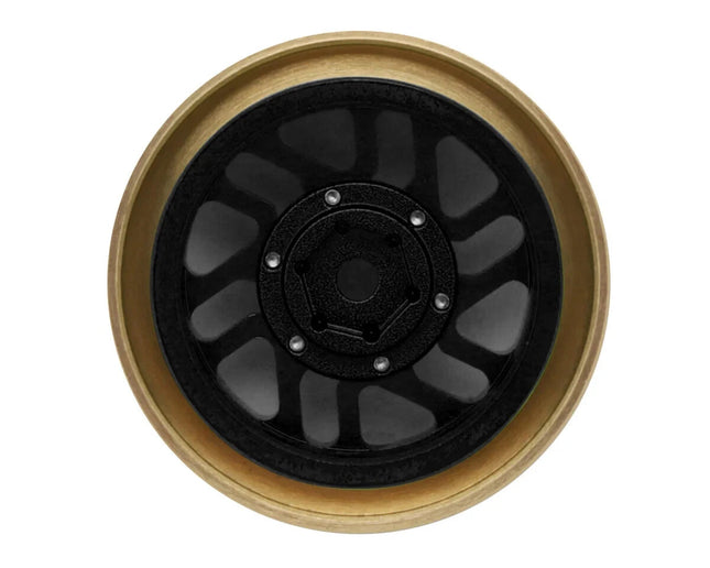 Samix Alum/Brass 1.0" Beadlock Wheel Set TRX4M w/7mm Hex Black 35g Adj. Offset