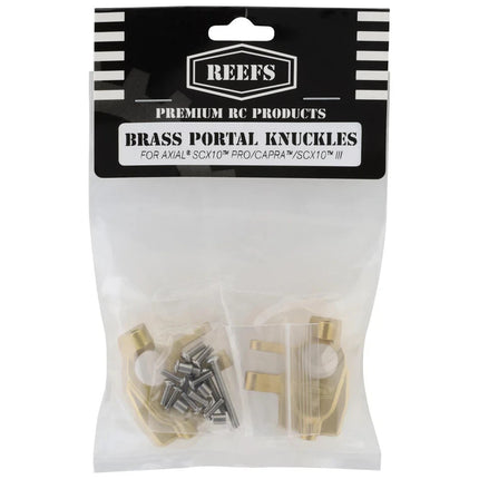 Reefs RC Axial SCX10 Pro Brass Portal Steering Knuckles (Gold) (2) (46g)