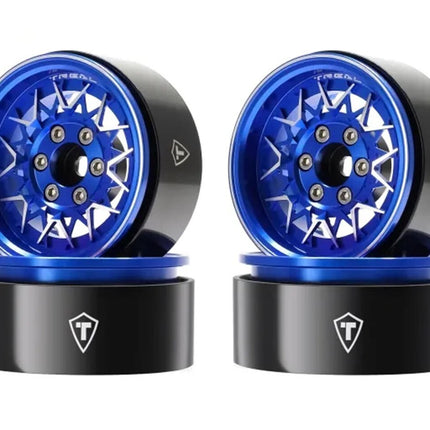 Treal Hobby Type V 1.9" V-Spoke Beadlock Wheels Blue