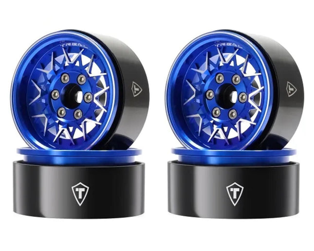 Treal Hobby Type V 1.9" V-Spoke Beadlock Wheels Blue