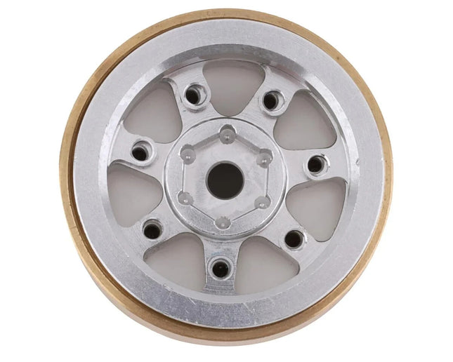 Samix SCX24 Aluminum & Brass 1.0" Beadlock Wheel Set w/Scale Hubs Silver (20.5g)