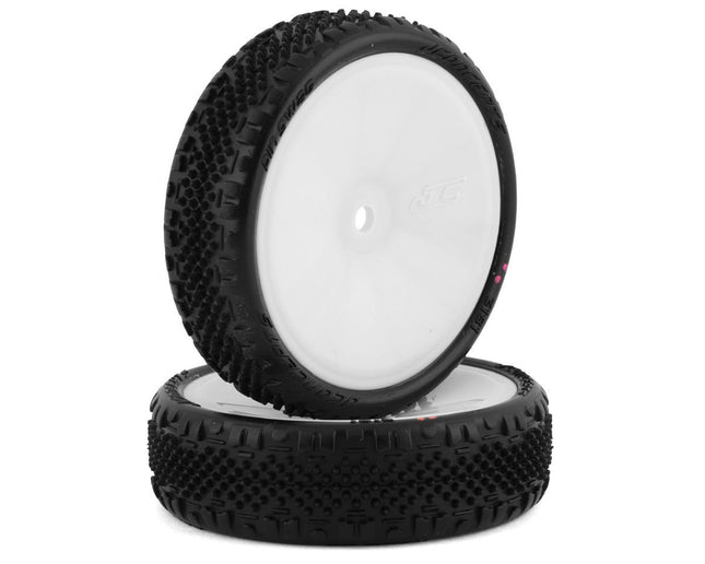 JConcepts Pin Swag Slim 2.2" Pre-Mount 2WD Front Buggy Carpet Tires White (Pink)
