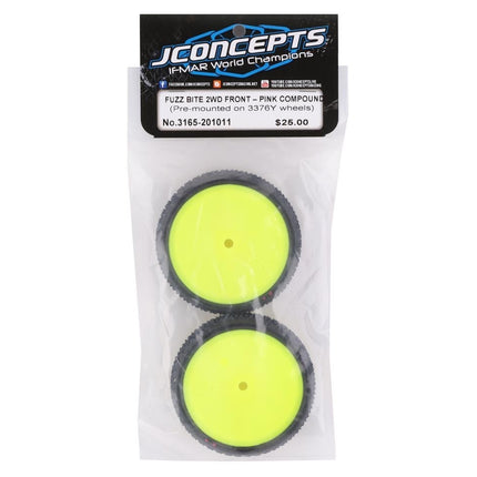 JConcepts Fuzz Bite LP 2.2 Pre-Mounted 2WD Front Buggy Carpet Tires (Yellow) 
