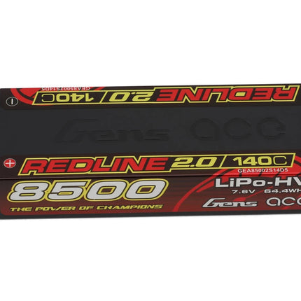 Gens Ace Redline 2.0 2S LiHV Battery 140C (7.6V/8500mAh) w/5mm Bullets 