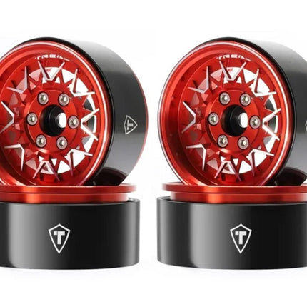 Treal Hobby Type V 1.9" V-Spoke Beadlock Wheels Red