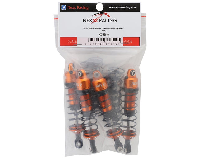 NEXX Racing Aluminum Threaded Oil-Filled Shocks for Traxxas 4x4 Mini Maxx Orange