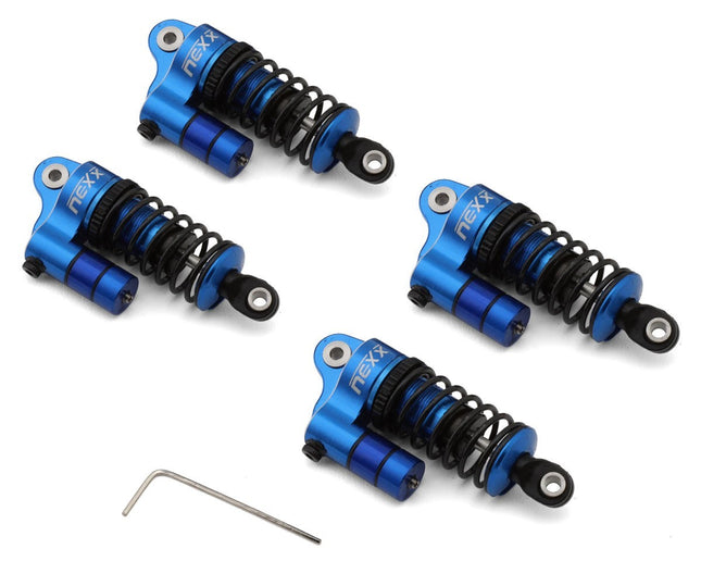 NEXX Racing Losi NASCAR Aluminum Oil-Filled Threaded Reservoir Shocks (Blue)