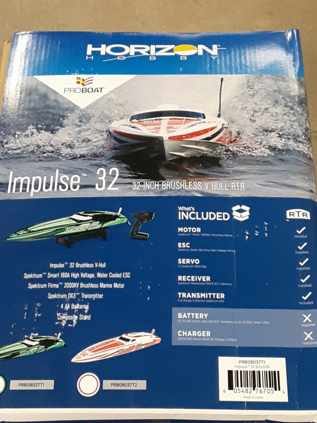 Pro Boat Impulse 32" Deep-V RTR Brushless Boat Black/Green PRB08037T1 New!!