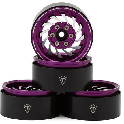 Treal Hobby Cyclone 1.9" Aluminum Beadlock Wheels (Purple) (4) (122.5g)