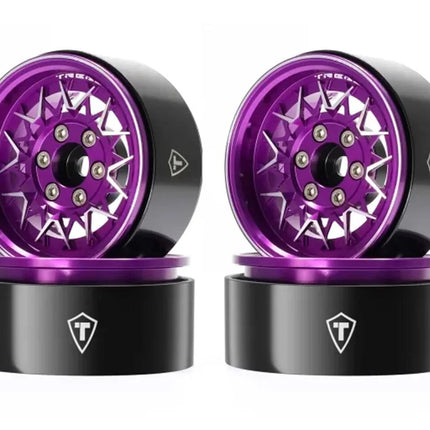 Treal Hobby Type V 1.9" V-Spoke Beadlock Wheels (Purple) TLHTWHEEL171