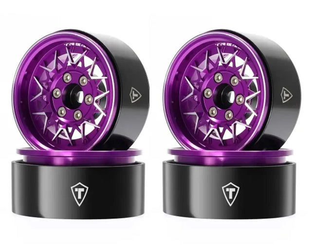 Treal Hobby Type V 1.9" V-Spoke Beadlock Wheels (Purple) TLHTWHEEL171