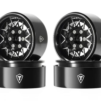 Treal Hobby Type V 1.9" V-Spoke Beadlock Wheels Black 4 TLHTWHEEL167
