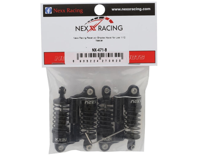 NEXX Racing Losi NASCAR Aluminum Oil-Filled Threaded Reservoir Shocks (Black)