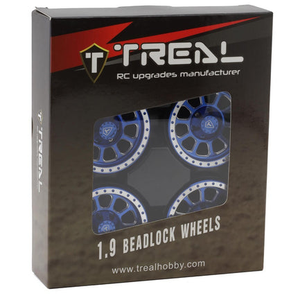 Treal Hobby Type V2 1.9" Beadlock Wheels (Blue/Silver)