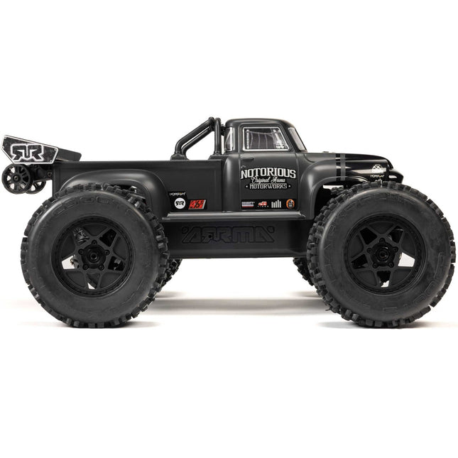 Arrma 1/8 NOTORIOUS 6S V6 4X4 BLX Brushless Stunt Truck RTR, Black ARA8611V6T1