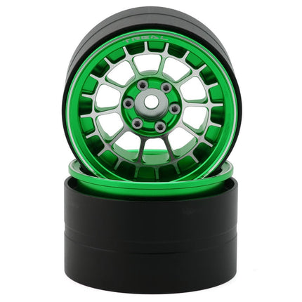 Treal Hobby 2.2" Type-A Aluminum 1/10 Rock Crawler Beadlock Wheels (Green) (2)
