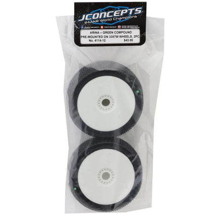 JConcepts Arina Pre-Mounted 1/8th Buggy Tires (White) (2) (Green) JCO4114-12