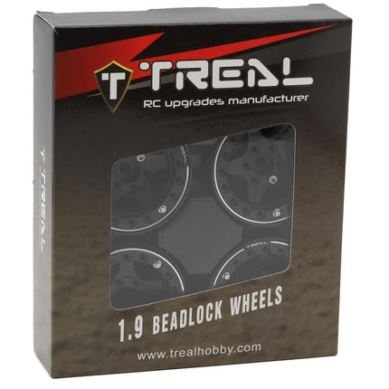 Treal Hobby Type E 1.9" Classic 5-Spoke Beadlock Wheels Black/Black TLHTWHEEL39