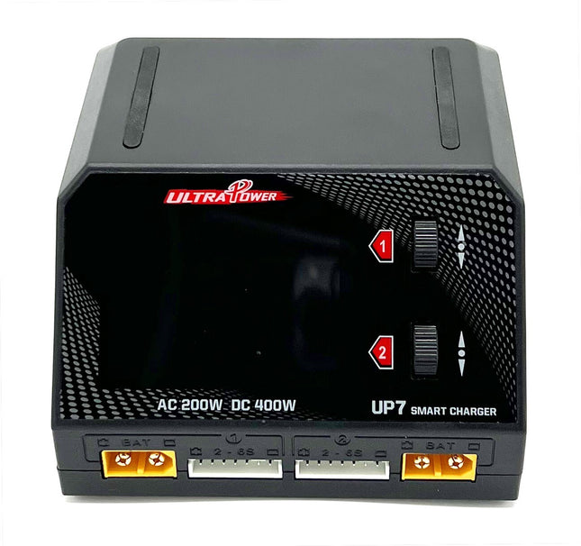 Ultra Power UP7 AC 200W DC 400W Dual Port Multi-Chemistry Smart Charger UPTUP7